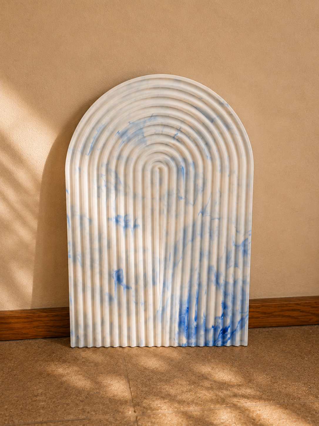 Arch Porcelain Décor – White & Blue Marble