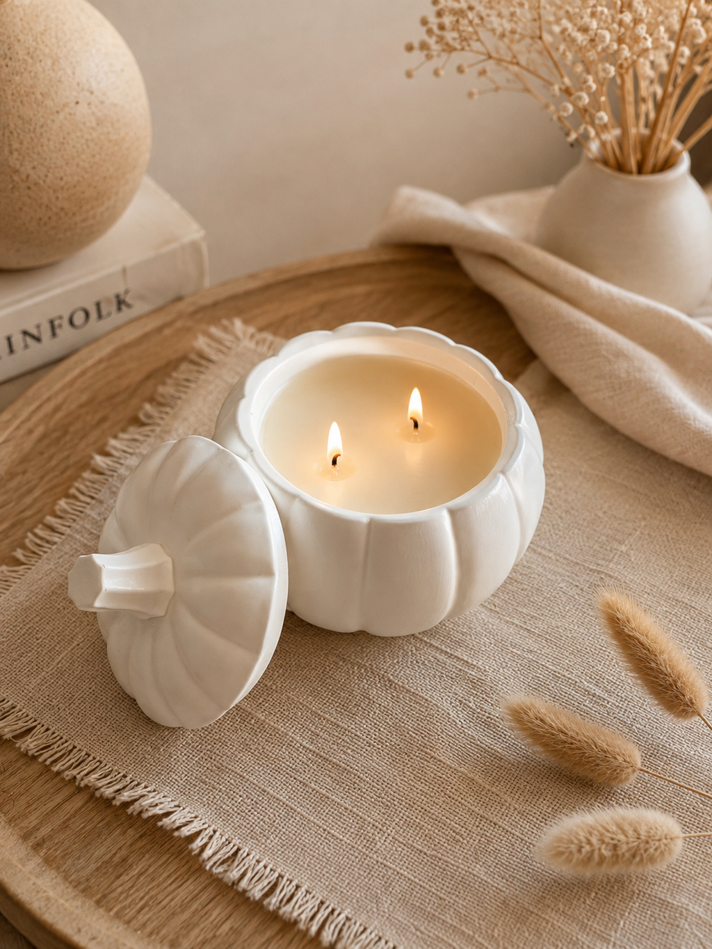 Pumpkin Porcelain Soy Candle with Lid