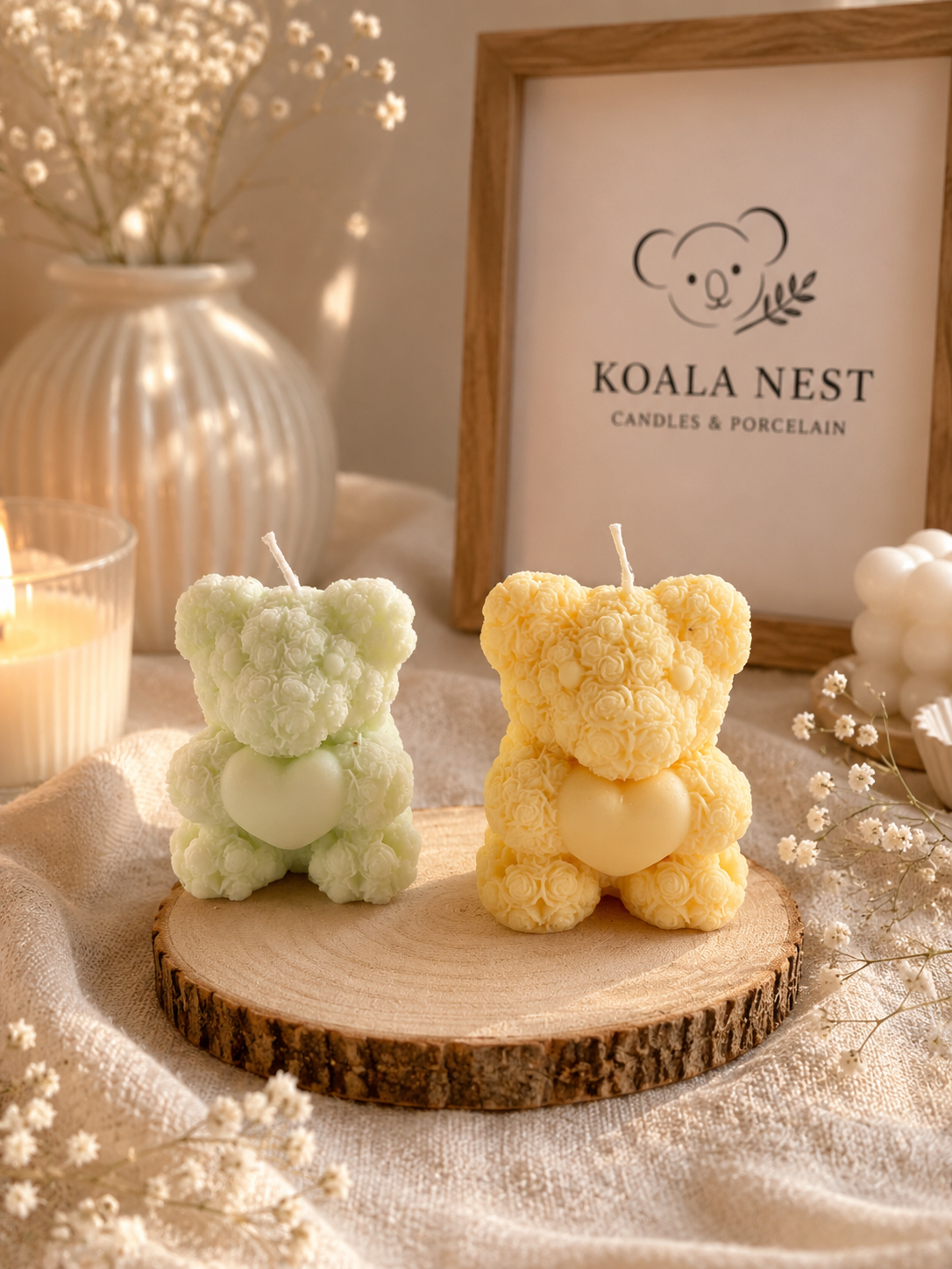 Rose Teddy Bear Candle Favor